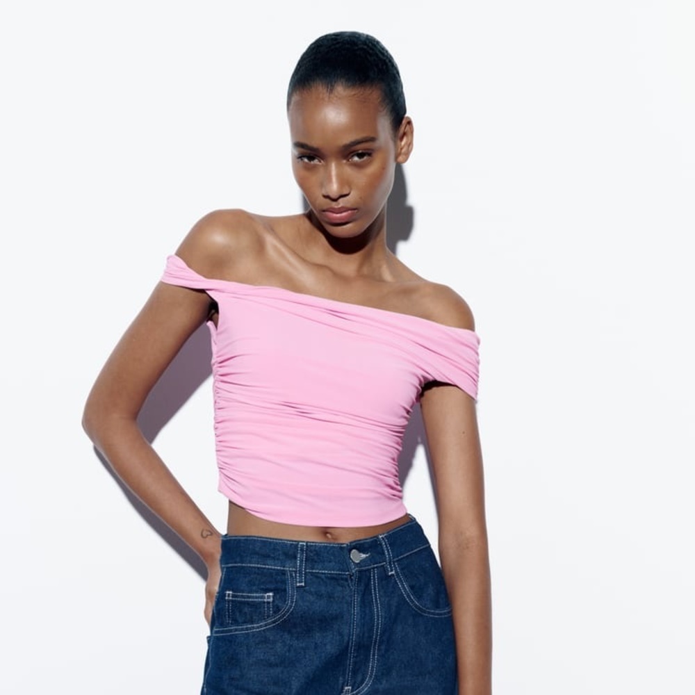 Zara Ruched Asymmetric Top